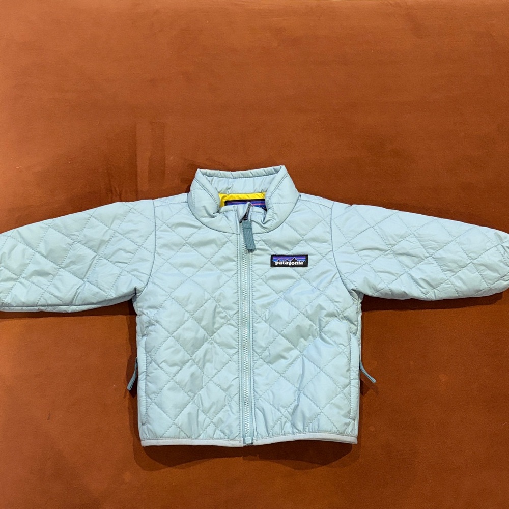 Patagonia Blue Quilted Kids Jacket with Green Lining